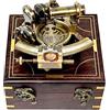 Craftana Strumento di navigazione in sestante da 10,2 cm, in ottone, con scatola di legno, finitura anticata, navigazione celeste e nautica, portatile, include custodia per il trasporto