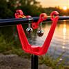Generic Testa di supporto per canna da pesca a forma di arco con campane di allarme acustiche, accessorio per il resto del bastone per sessioni di pesca alla carpa e pesca grossolana, 12,4 x 10,9 cm, rosso, 1