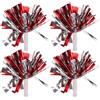 DEARMAMY 4 Pezzi Pompom da Cheerleading Manico, Facile da Usare | Accessori in Plastica, per Fan e Squadre di Esercitazione, Rosso Bianco, per Giochi Sport e Animazione
