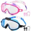 ZXTGBQ Occhialini Nuoto Bambini, Anti-Appannamento, Occhialini Piscina Bambina, Mascherapiscina Con Grandi Lenti Specchiate, Viene Fornito Con Tappi Per Le Orecchie, Cuffia Piscina Bambina, Clip Per Il Naso
