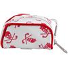DEARMAMY Borsa Porta Palline da Golf Teschio, Rossa, in PU | Tasca Cerniera, Compatta e Portatile, Capienza per 2 Palline, Apertura e Chiusura Facili