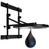 LeeQinersw Attrezzatura da Speed Ball Pera Piattaforma Supporto Parete Struttura in Acciaio Legno E Pu con Montaggio a Muro E per Colpi, Set Nero Con Piastra Da 20MM