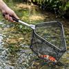 Generic Piccola rete da pesca pieghevole, in lega di alluminio, guadino triangolare, con manico corto, per ruscelli e stagni