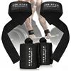 Hee-Star® Polsiere + Straps Palestra No Pain No Gain per Sollevamento Pesi | Set Completo per Esercizi di Spinta e di Tirata. Fasce x Stacchi Trazioni e Rematori + Polsini Palestra x Panca e Spinte