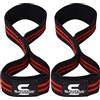 SAWANS Cinghie di sollevamento con impugnatura imbottita Figura 8 Cinghie da polso Peso Heavy Duty Doppio Loop Bodybuilding Allenamento Palestra Cinghie Mano Bar Antiscivolo Deadlift Supporto Forte Polsini