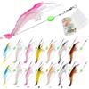 Generic 1 set di esche morbide e luminose per gamberetti, 7 colori, con ganci e perline, attrezzatura da pesca, spigola, trota, pesce gatto, salmone