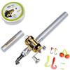 Generic Mini canna da pesca telescopica bidirezionale portatile con avvolgicine, kit compatto da viaggio per pesca d'acqua dolce e salata, attrezzatura da pesca all'aperto per principianti