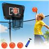 AugFir Canestro da basket in metallo per trampolino | Con mini sfera e pompa, adatto per aste dritte e curve, accessori regolabili per trampolino