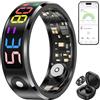 Haulvean Smart Ring Health Tracker,Anello di Attività con Touch Screen,Impermeabile IP68 Anello di Fitness con Custodia,Fitness Tracker per iOS Android