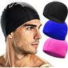 Generic Cuffia da nuoto per uomo, donna e adulto, alta elasticità, vestibilità comoda, tessuto ad asciugatura rapida, non stringe per capelli lunghi, 3 pezzi