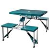 Plumbpyr Tavolo da campeggio con 4 sgabelli pieghevole, struttura in alluminio e acciaio, portatile, verde, 85,5 x 65 x 67 cm, pieghevole, per esterni, picnic, giardino, campeggio, con maniglia per il