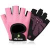 Generic Guanti da palestra traspiranti a mezze dita, guanti da allenamento per yoga e fitness, con impugnatura in silicone, per donne e uomini (rosa, misura universale)