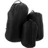 HOOTNEE 3 Pezzi Sacco Compressione per Giacca Piumino in Nylon Nero | Coulisse, Antistrappo e Resistente All'abrasione, per Trekking e Hiking, Compressione Efficiente