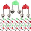 NUOBESTY 50 Pezzi Campanello da Pesca Doppio Allarme Portatile per Canna da | Acciaio Inox e Abs, Forte Presa, Uso Notturno, Facile da Montare su Canna da Pesca