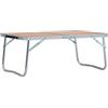 Drillkyn Tavolo da campeggio pieghevole marrone alluminio MDF 60 x 40 cm facilmente pieghevole con maniglia per il trasporto per esterni, picnic, escursionismo, campeggio, terrazza e camper