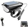Peixiong Luce anteriore per bicicletta con energia solare e USB, include clacson, faro anteriore ricaricabile (nero)