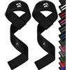 AQF Cinghie Sollevamento Pesi con Neoprene Imbottito - Straps Palestra Antiscivolo per Deadlift, Trazioni, Bodybuilding (Nero Classico)