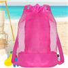 Generic Borsa da spiaggia in rete con coulisse zaino da spiaggia pieghevole organizer per giocattoli borsa da bagno con cinghie regolabili di grande capacità