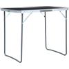 Plumbpyr Tavolo da campeggio pieghevole, 80 x 60 cm, con struttura in metallo grigio, pieghevole e portatile, per esterni, picnic, mobili da giardino, mobili da campeggio, ideale per viaggi, camper e