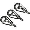 Generic Kit di riparazione con punte per canna da pesca con diametro di 2,4 mm, 3 anelli guida neri in acciaio inox per pesca d'acqua dolce e salata