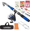 Lixada, set di canna da pesca telescopica con mulinello al carbonio per acqua salata e dolce, Fishing Full Kit(Blue)