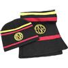 AS Roma SET ADULTS ASR LEATHER PATCH KNITTED SKIPPER BEANIE & SCARF