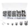 GENERIC Set di 100 piombini da pesca, kit di piombini da pesca a scatto diviso, con bocca aperta, rotondi, rimovibili, 5 misure assortite, 0,3 g-2 g, per pesca in acqua dolce salata, spigola, trota
