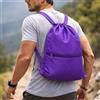 Generic Zaino sportivo con chiusura a coulisse con tasca con cerniera per palestra, viaggi e attività all'aperto, design funzionale, Viola, Large