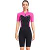 OttoBen Muta corta da uomo e da donna, in neoprene sottile, 1,5 mm, con stampa a maniche corte, per snorkeling, nuoto e surf, estiva protezione solare in nylon, termica, pantaloncini in neoprene
