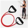 GENERIC Fascia di resistenza per yoga, fitness, 2 maniglie, per esercizi di allenamento, fitness, corda da tirare, portatile, per allenamento a casa, pilates, espansore toracico ed esercizi di sit-up, rosso