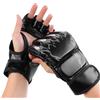 Drfeify Guantoni da Boxe Mezze Pelle PU Palmi Aperti Kickboxing da Sparring Cinturino da Polso Regolabile Fodera Traspirante per Uomo Donna Boxe Allenamento Sacco da