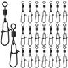 PRETYZOOM 40 Pezzi Girella con Moschettone per Pesca, Swivel Carabiner Clip, Lega Nera, Rotazione Fluida, Cambio Esca Rapido, per Bass Fishing e Saltwater Fishing, Accessorio da Pesca