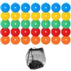 CHICIRIS Pennarelli in PVC con Coni Piatti da 40 Pezzi con Borsa a Rete | 5 Colori, Diametro 15 Cm, PVC Resistente Allo Strappo, per Allenamenti di agilità nel Calcio, Uso Interno Ed Esterno