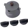 Wiffe Set di teiera da viaggio, 1 teiera e 3 tazze, tazza da tè in lega di alluminio, bollitore da campeggio, accessori, facile da trasportare, set di attrezzature per birra da campeggio all'aperto