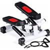 GYMAX Stepper Fitness Casa con Display Digitale e Bande Elastiche | Fitness Mini Stepper, Livello di Altezza e Resistenza Regolabile, Attrezzo per Allenamento in Casa o Palestra