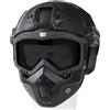 Zhiling Casco e maschera per softair base jump casco PJ Style softair maschera tattica integrale con occhiali rimovibili e regolabili