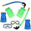 SOLUSTRE Maschera Sub, Occhialini e Tubo Aria per Ragazzi, Set Snorkeling 1 Set in Silicone e Plastica, Verde, per Spiaggia Diving