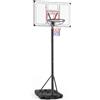 GYMAX Canestro Basket Esterno Regolabile in Altezza, con Ruote | Supporto da Basket con Base Riempibile e Tabellone in PC Antiurto, per Adulti e Ragazzi, per Interno ed Esterno