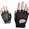 NUOBESTY Guanti da Allenamento Donna Mezze Dita Antiscivolo in Microfibra | Palmo in Silicone, Traspiranti e Assorbenti, Dita Ventilate, per Donne e Ragazze, Colore Nero