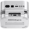 Qwiizlab Hub di supporto in alluminio con USB4 40Gbps Thunderbolt SSD Enclosure per Mac Mini M4/M4 Pro, 3 USB-A 2.0, supporta M.2 NVMe PCIe SSD fino a 8TB (argento)