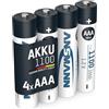Ansmann 4x Batterie ricaricabili mini stilo AAA - Tipo 1100 (min. 1050 mAh) 1,2V NiMH - Pila a ricarica veloce - fino a 1000 cicli di ricarica, argento
