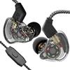 Yinyoo CCZ Melody - Auricolari in-ear, microfono e monitor, auricolari IEM HiFi Bass con ibrido 1DD 1BA, cavo staccabile per Smartphone/PC/Tablet (con microfono, nero trasparente)