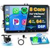Ohradio 8Core Autoradio Android per VW Golf V VI/Polo/Passat B6/SEAT Leon | 8 Core/4G+64G/9 Zoll/Wireless CarPlay Android Auto GPS 59UI DSP SWC Radio FM/RDS WiFi+Retrocamera+MIC