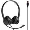 Behogan Cuffie USB con microfono: cuffie stereo cablate in PVC materiale con microfono Bluetooth, cancellazione del rumore, per PC computer, ufficio, chiamate online