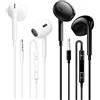 JYmusic 2 Pack Cuffie,Cuffie con Filo,Auricolari con Filo Per cuffie jack da 3,5 mm Cuffiette Sport in-Ear Stereo con Microfono
