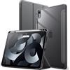 JETech Custodia per iPad Air 11 M4/M3/M2 & Air 5/4, Grigio Scuro | Cover per iPad Air 11 (2026-2024) & 10,9 (2022/2020), Retro Trasparente Cristallino, Porta Pencil, Supporto Tri-Pieghevole