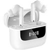 Hmusic H26 TWS Auricolari Bluetooth senza fili, bianco | 4 microfoni ENC, Driver da 13 mm, 40 ore di autonomia, Display LED, Impermeabili IPX4
