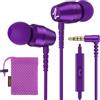 LUDOS OMNITONE Auricolari In-Ear Cuffie, Cuffiette con Filo e Microfono, 5 Anni di Garanzia, Cuffie Isolamento Acustico, Cuffiette Cellulare, Jack 3,5 mm per iPhone, Apple, Samsung, Huawei - Viola