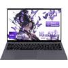 LONGEVINCE Notebook 17,3 Pollici, PC Portatile N150 Quad-Core (fino a 3,6 GHz), 16GB DDR4 RAM 512GB SSD, Schermo FHD 1920×1080 IPS, WiFi 5, Windows 11 Pro, Computer Portatile per Lavoro e Studio