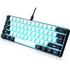 abucow Tastiera da gioco minimalista, portatile, cablata, ultra-compatta, mini imitazione 61 tasti, tastiera retroilluminata RGB (bianco-nero)